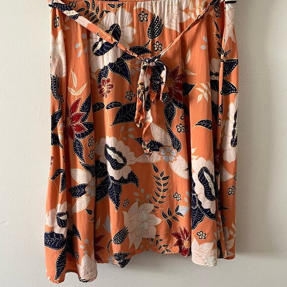 Forever 21 Orange Boho Button Front Floral Print Dress Cream Navy Wine sz Small - Picture 6 of 7